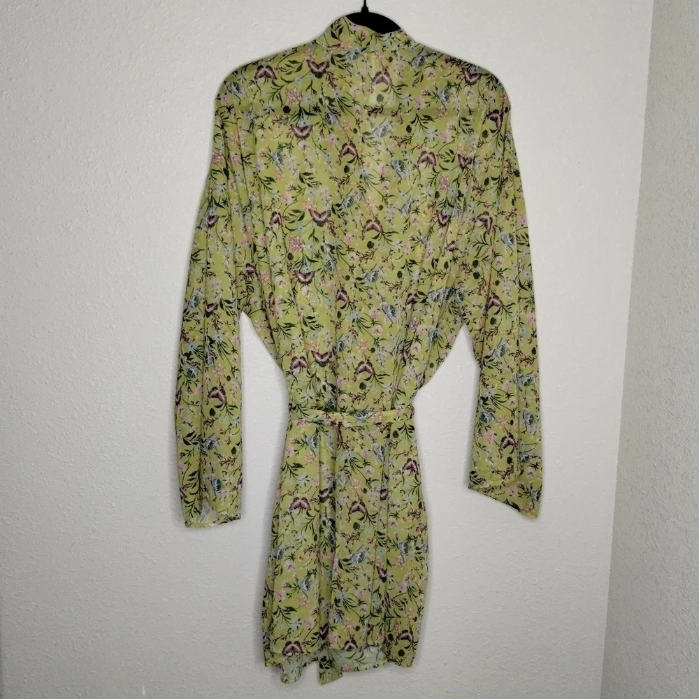 Cacique Seriously Sexy Collection Sheer Green Floral Butterfly Robe Size 18 / 20